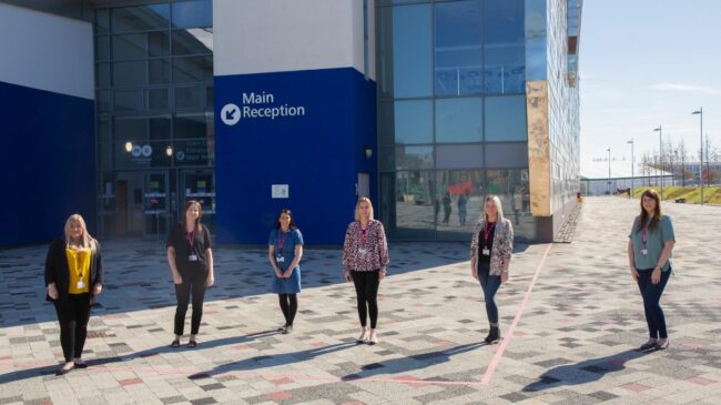 Safeguarding team outside Middlesbrough College building