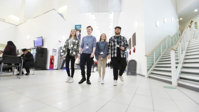 Students Walking Through College