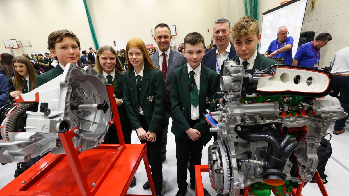 School pupils with robots at WorldSkills