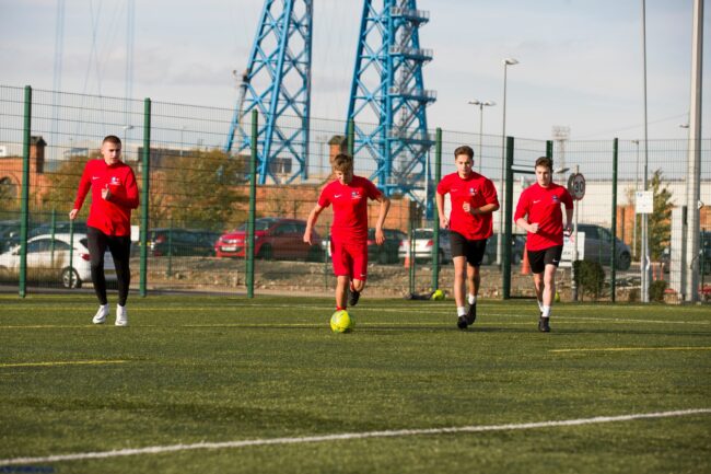 Football team on pitch
