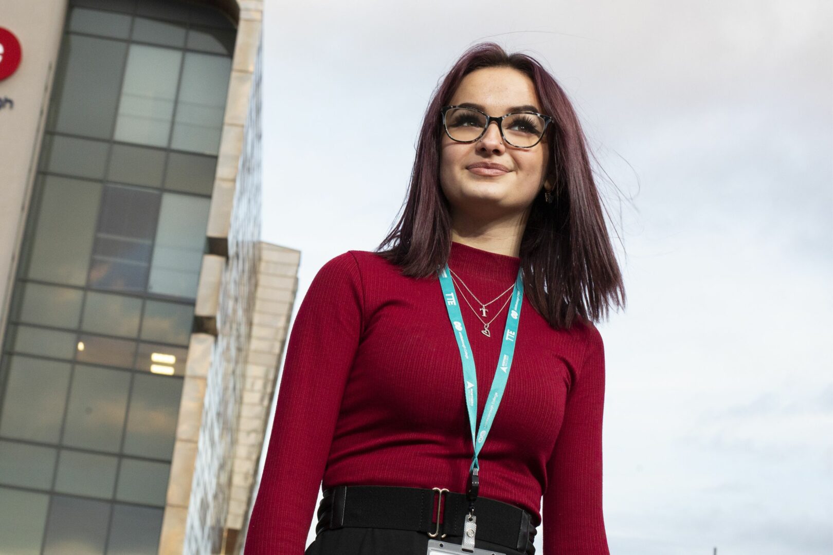 Student outside Middlesbrough College building