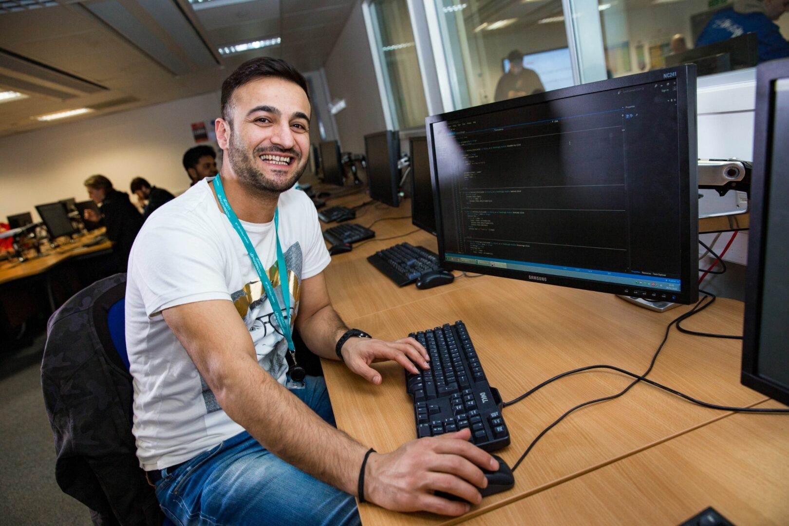 Adult learner on computer