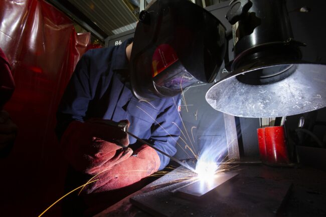 Student welding