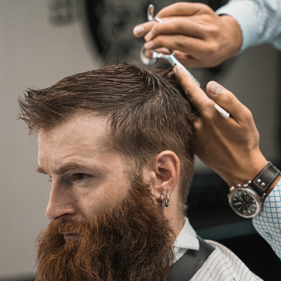 Man receiving hair cut