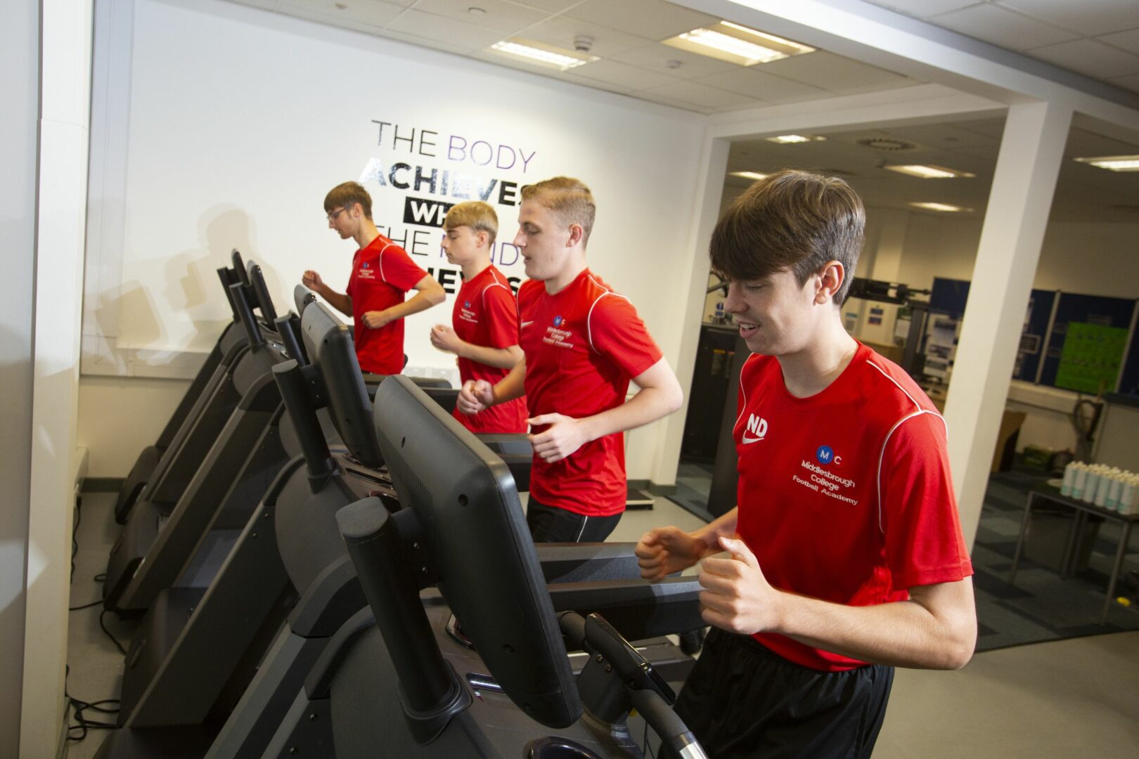 Sports students on treadmills