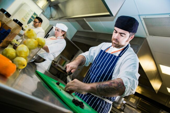 Catering student cooking