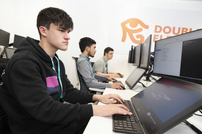 Students working on computers