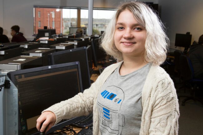 Student with computers