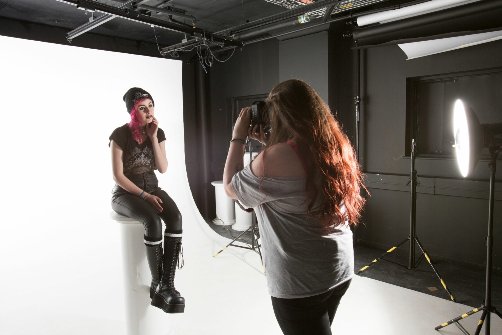 Students in a photography studio