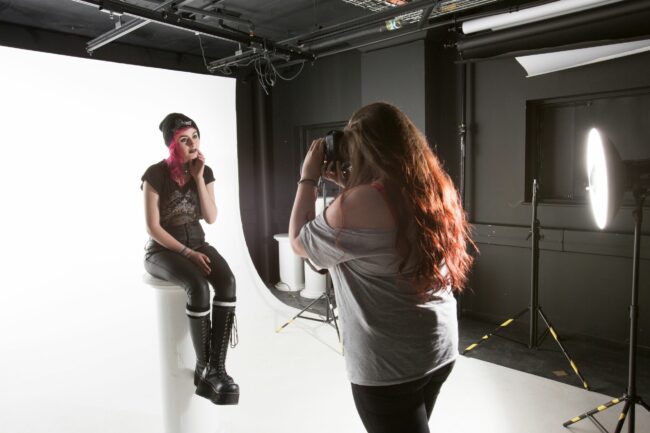 Students in a photography studio