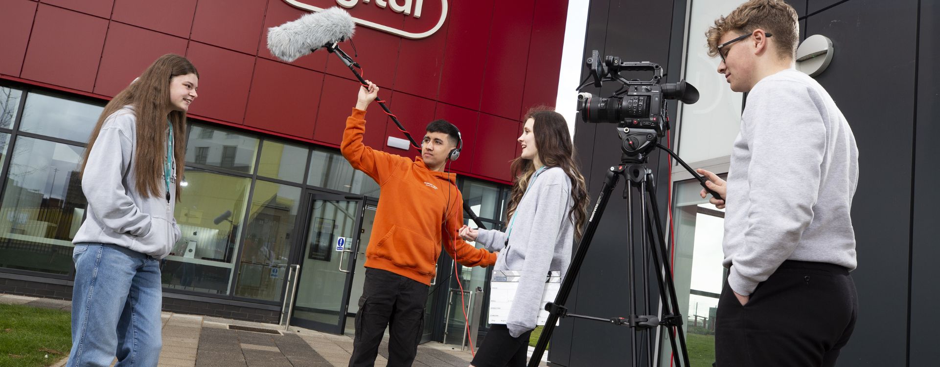 Media students filming outside
