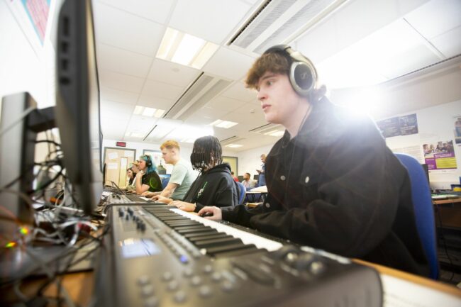 Students in music classroom