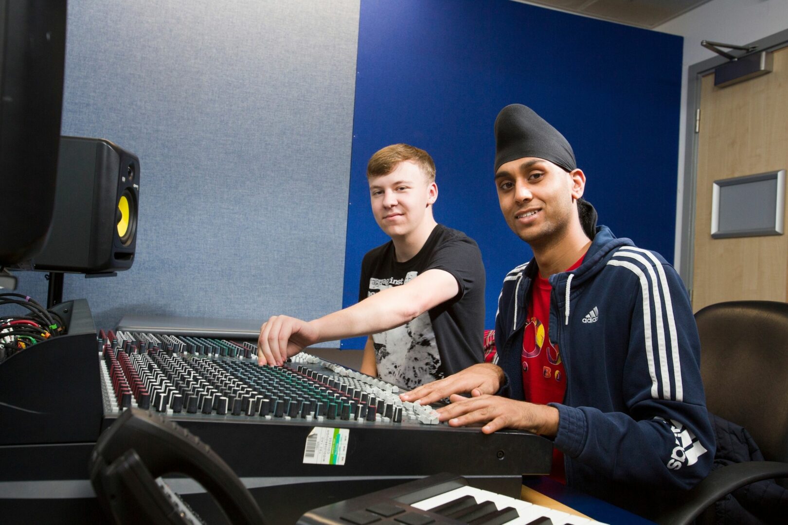 Students inside music studio