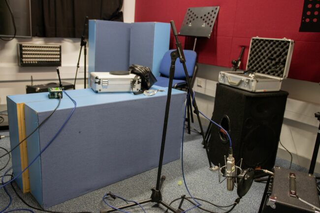 Inside recording studio