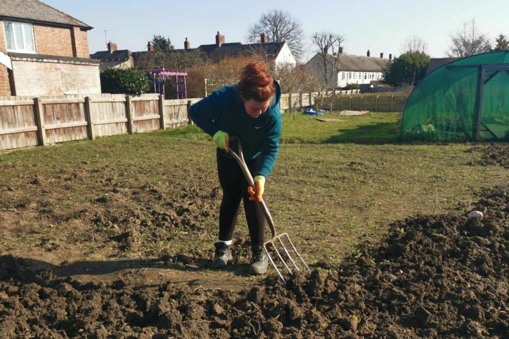 Student gardening