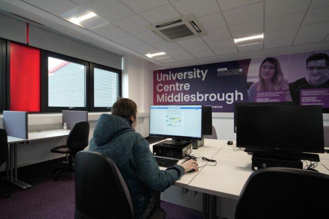 Student on computer