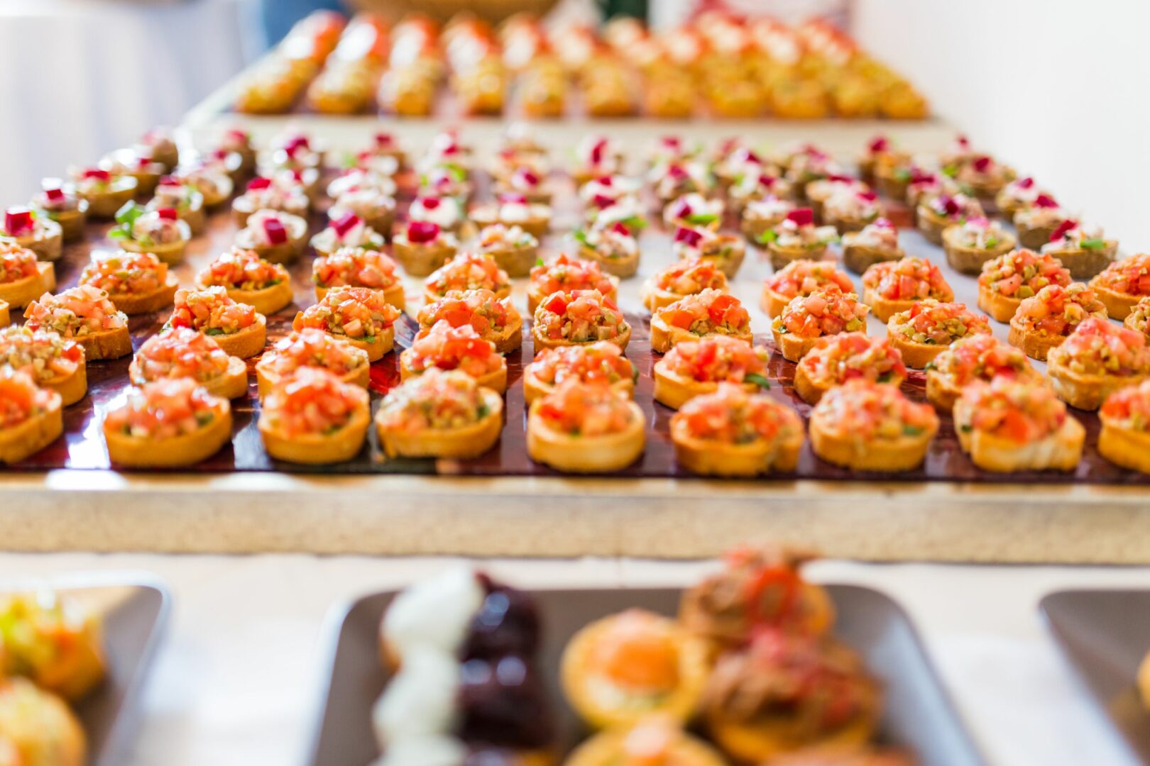 Canapes on plates