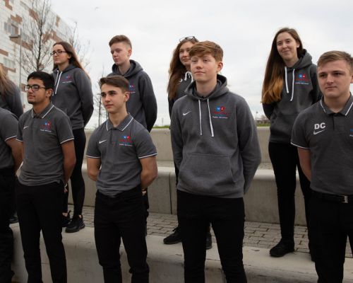 Public Services students outside building