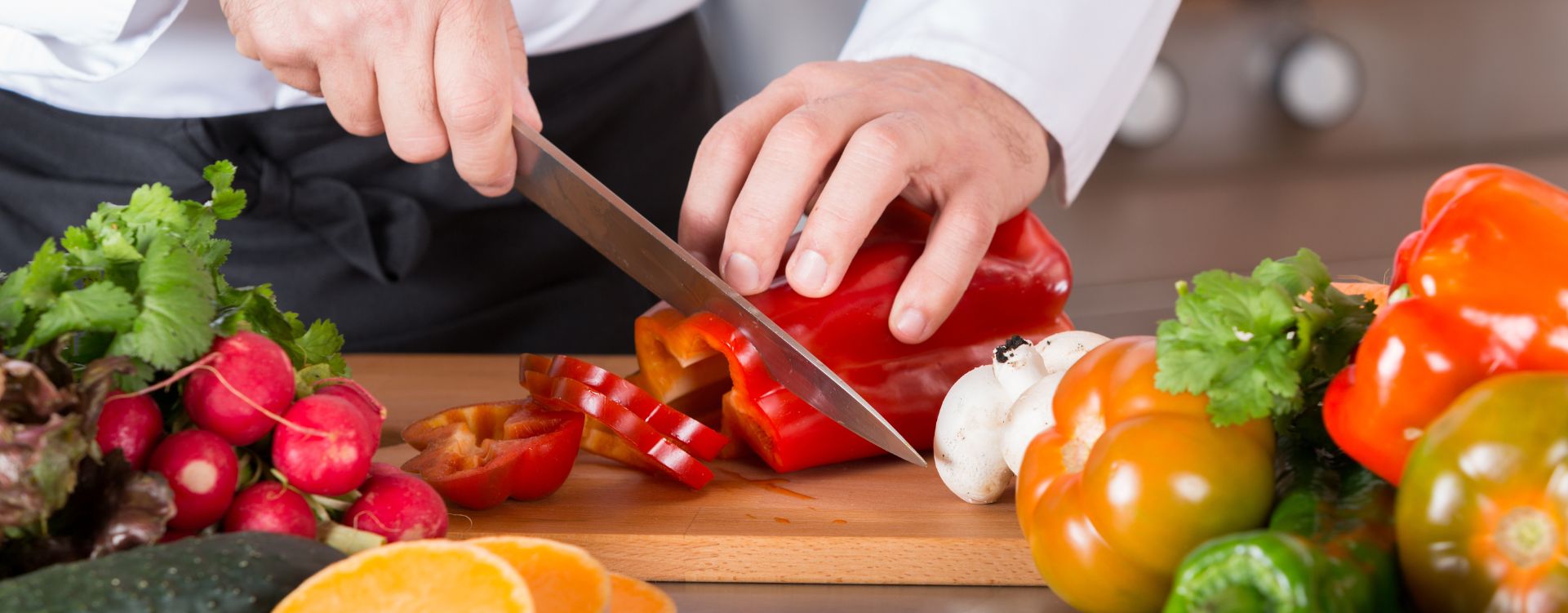 Chef chopping vegetables