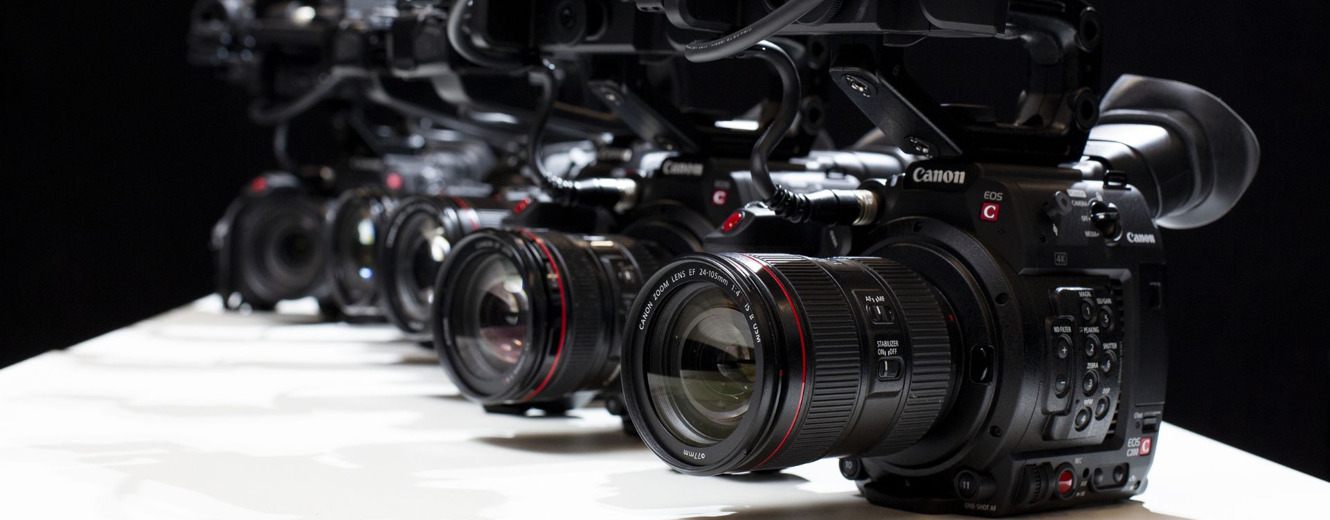 Canon cameras in a row