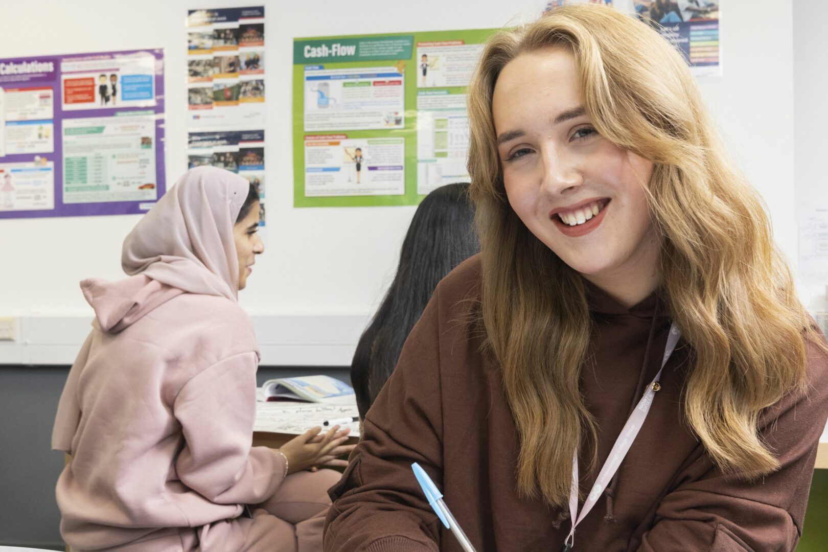 Business student in classroom