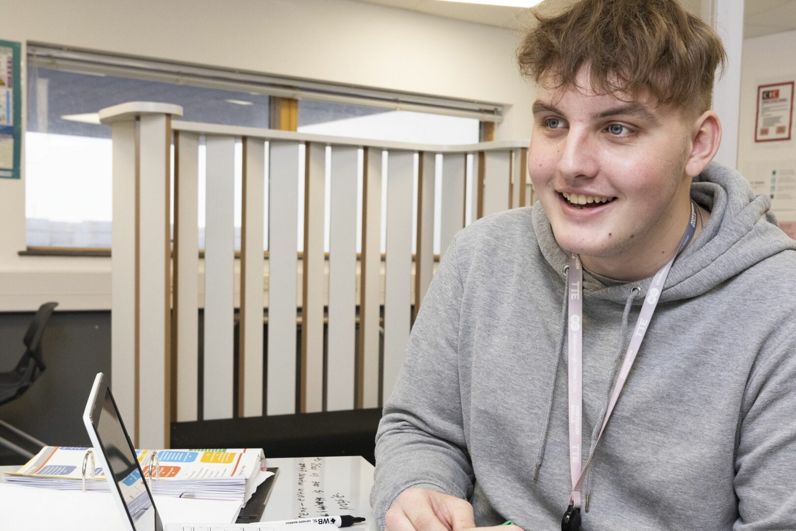 Business student in classroom