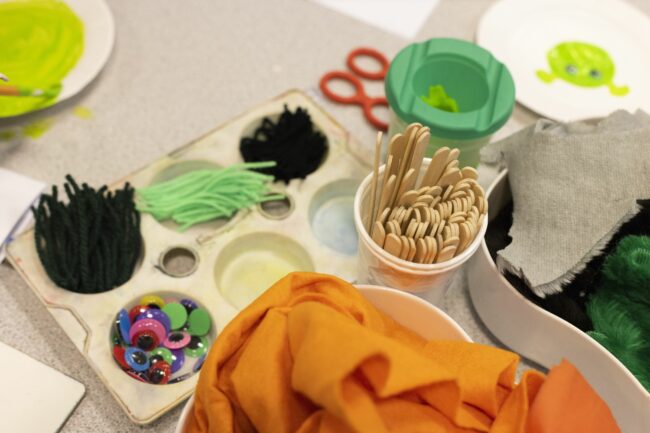 Close up of childcare crafts