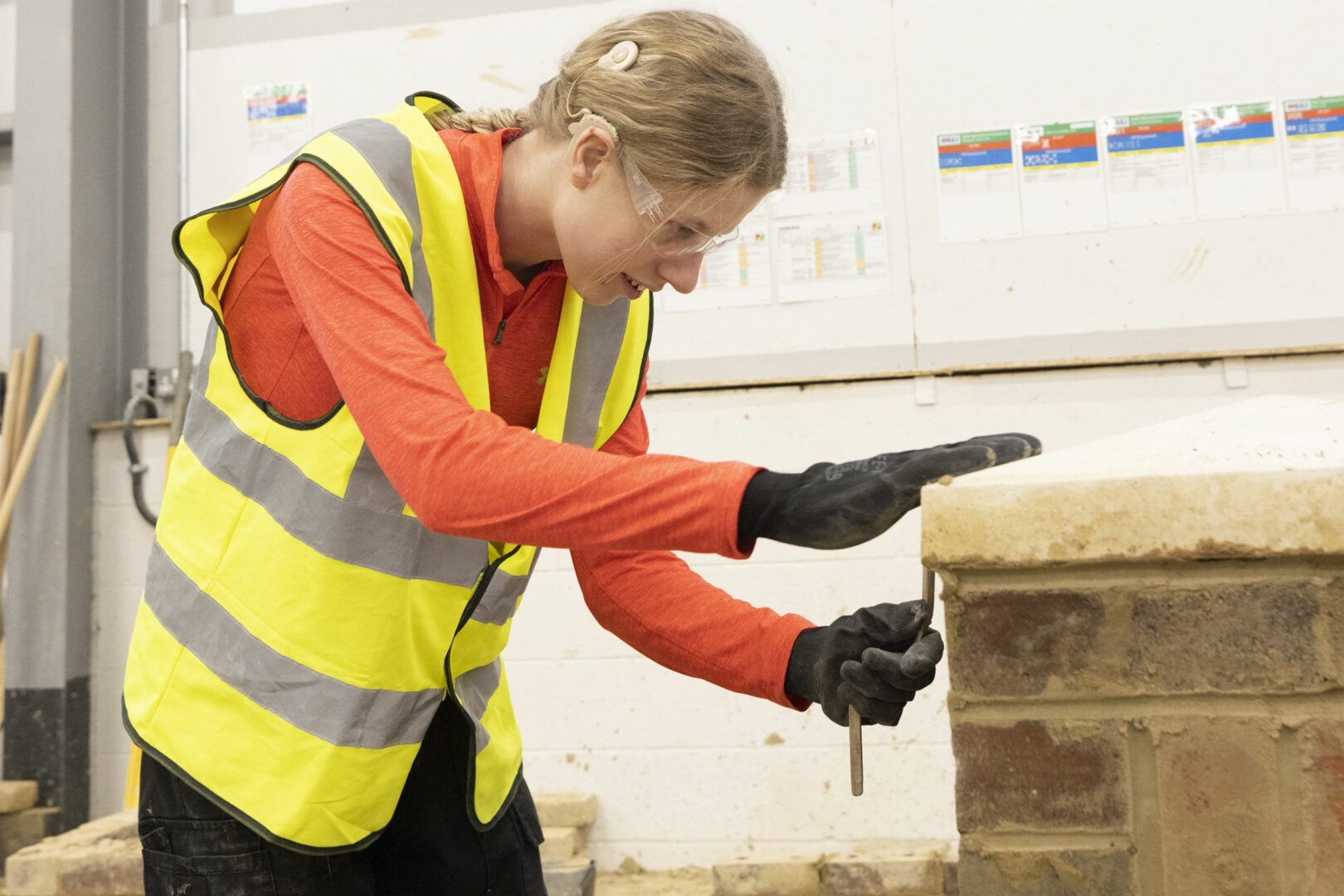 Bricklaying student