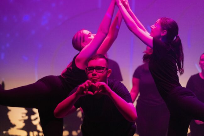 Performing arts students on stage