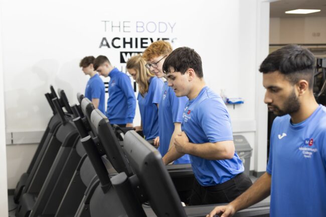 Sports students on treadmills