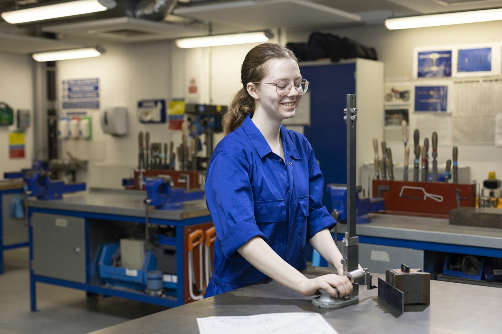 Engineering student in workshop