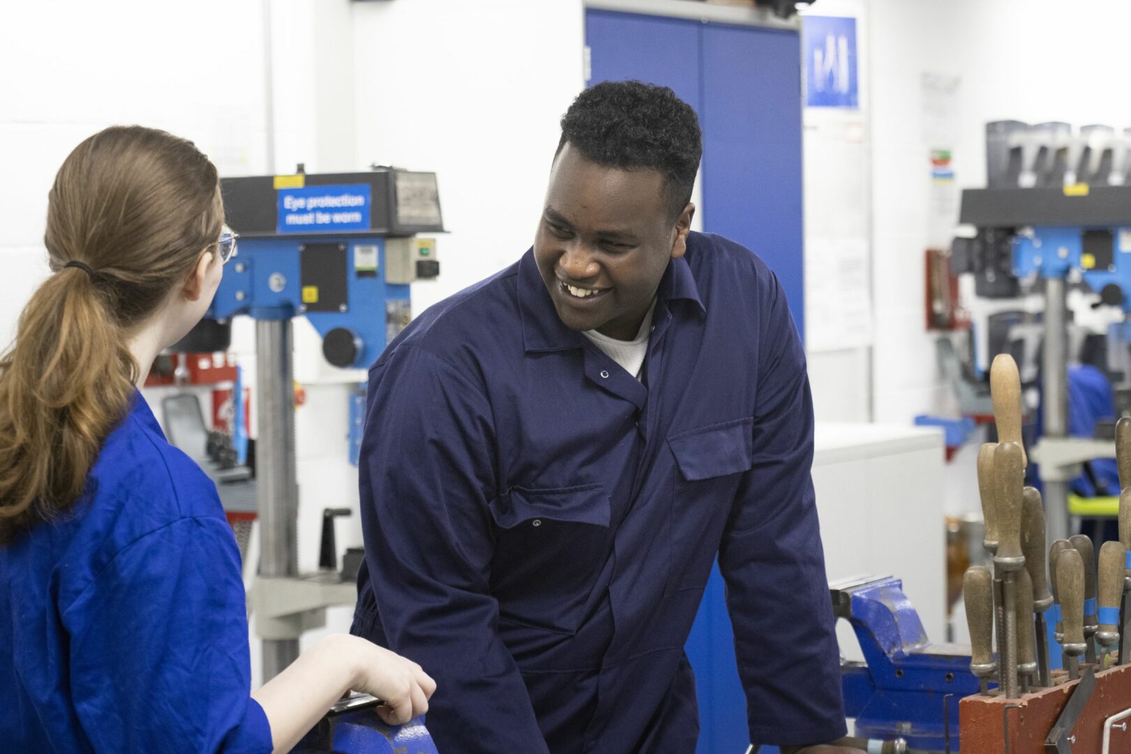 Engineering students in workshop