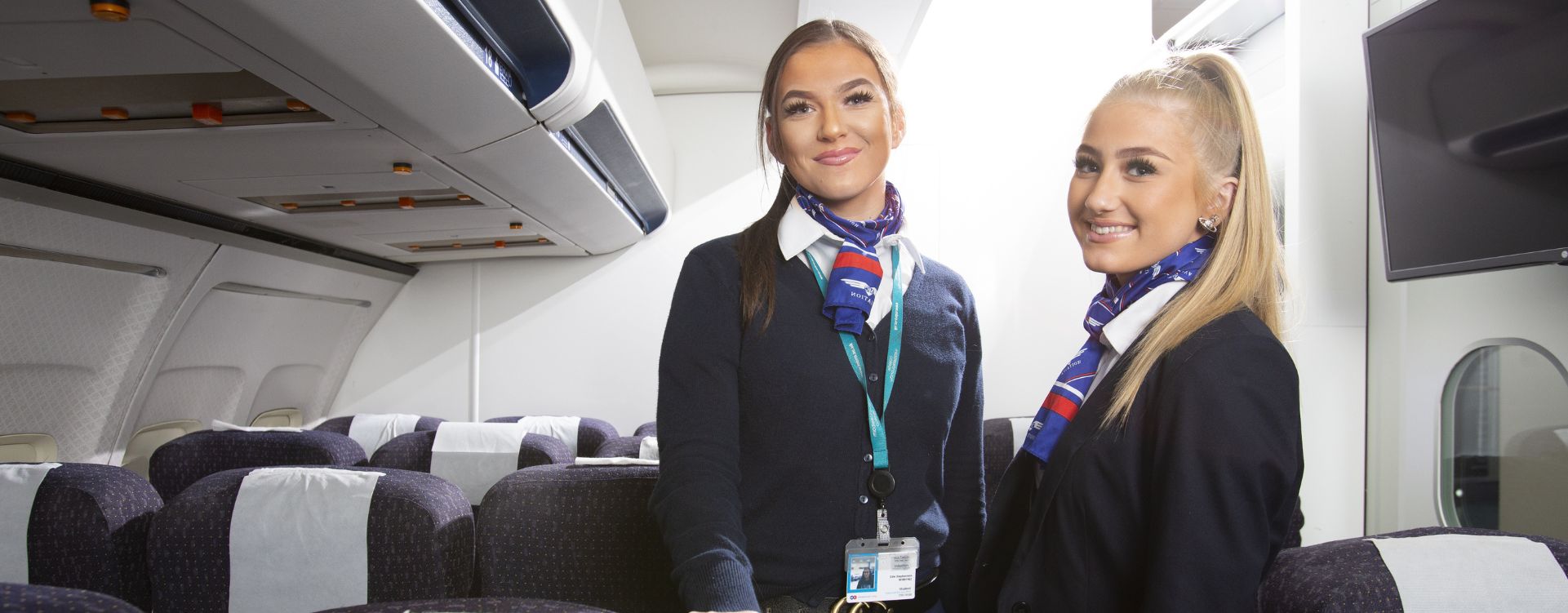 Travel students in aircabin