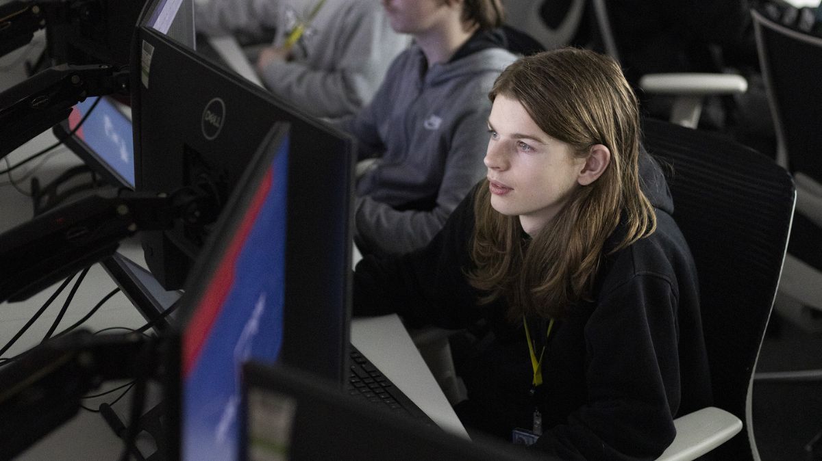 IT student on computer