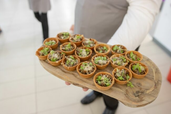 Canapes served by the Catering and Hospitality students