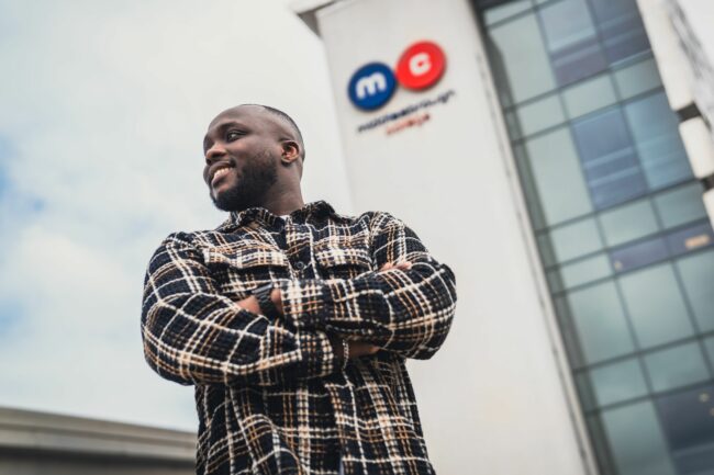 HTQ student outside Middlesbrough College building