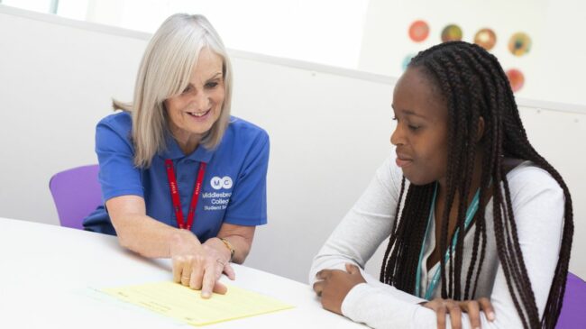 Support Staff member with student