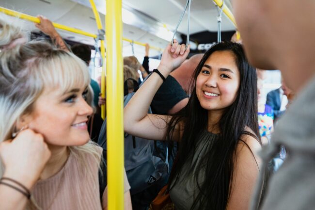 People on a busy bus