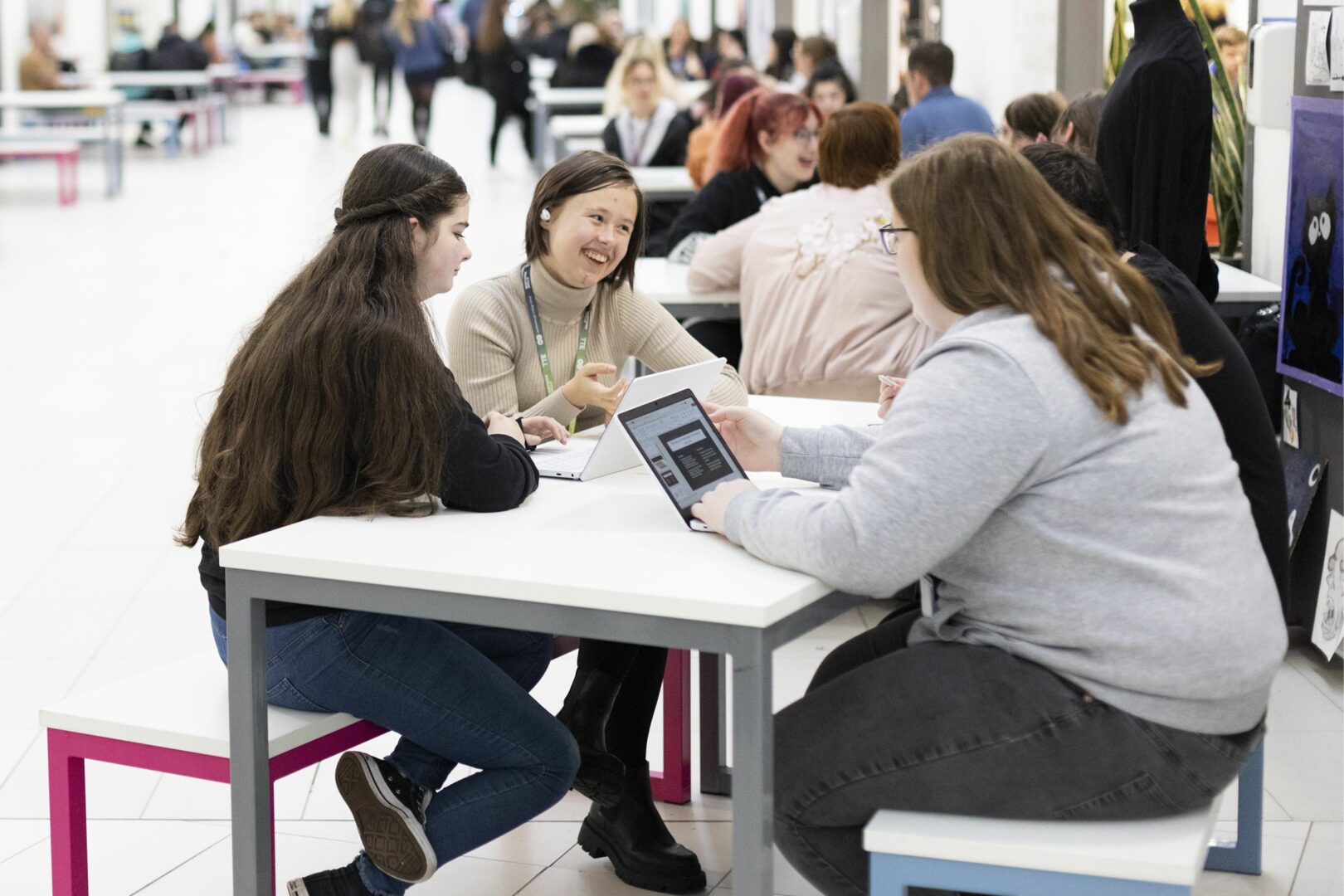 Students sitting together in Middlesbrough College