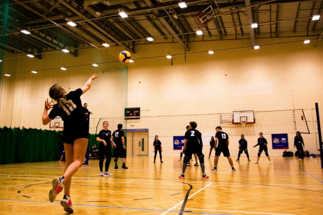 Volleyball players in sports halls