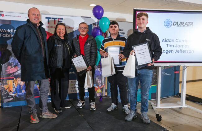 Employer Durata with Scholars Aidan Carrigan, Logen Jefferson and Tim James