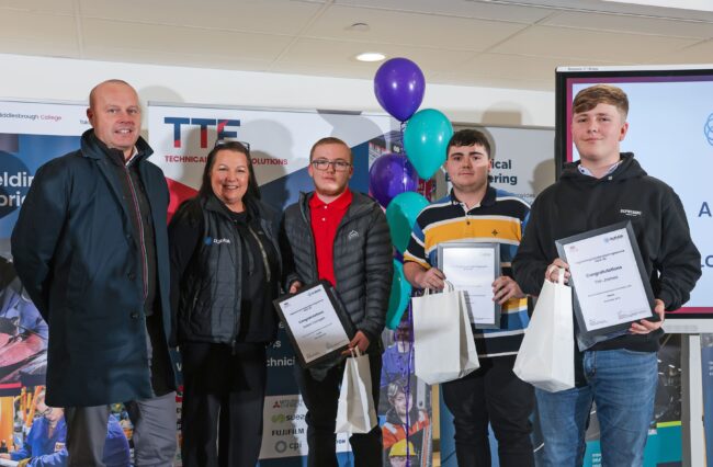Employer Durata with Scholars Aidan Carrigan, Logen Jefferson and Tim James