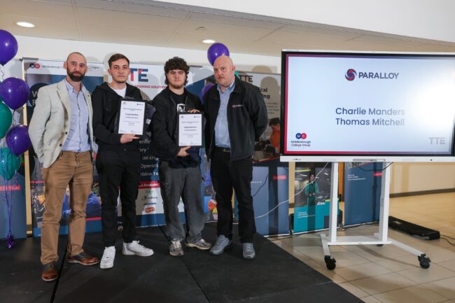 Employer Paralloy with Scholars Charlie Manders and Thomas Mitchell