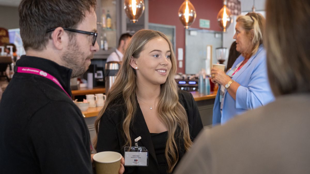 T Level Students chat with Employers at the Meldrum Networking Event
