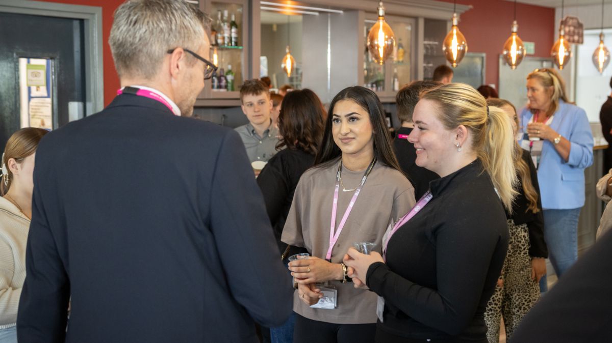 T Level Students chat with Employers at the Meldrum Networking Event