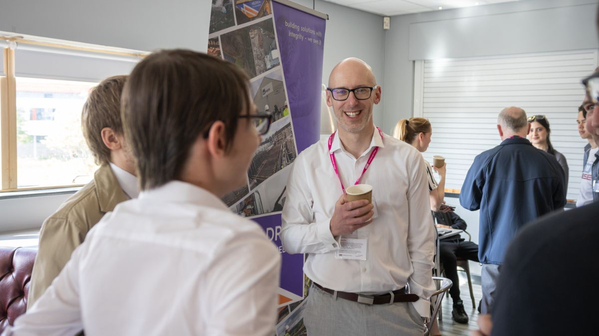 T Level Students chat with Employers at the Meldrum Networking Event
