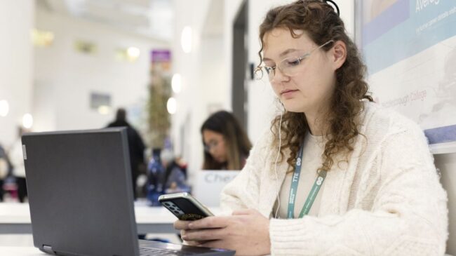 Student on phone