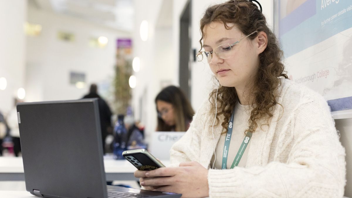 Student on phone