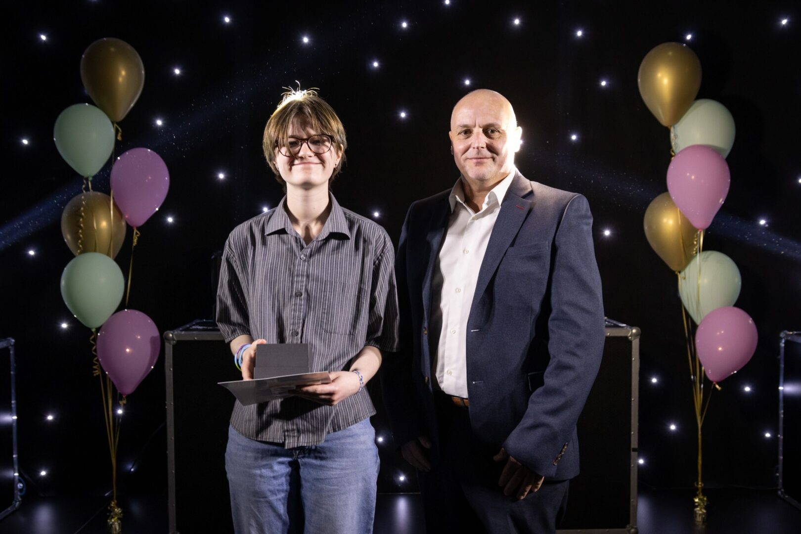 A Level Student Winner Robin Ogden With Mark Cawley, RS Industrial Services