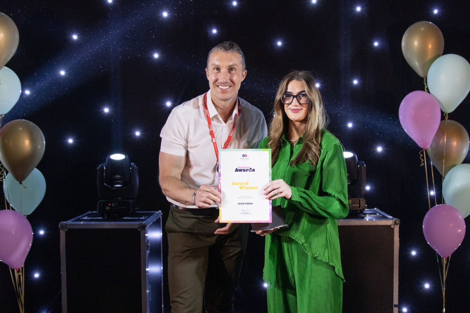 Ben Robinson Of MC With Hair And Beauty Adult Winner Josie Halon